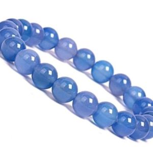 Blue Agate Yoga Healing Gemstone Stone Beaded Bracelet - 8mm